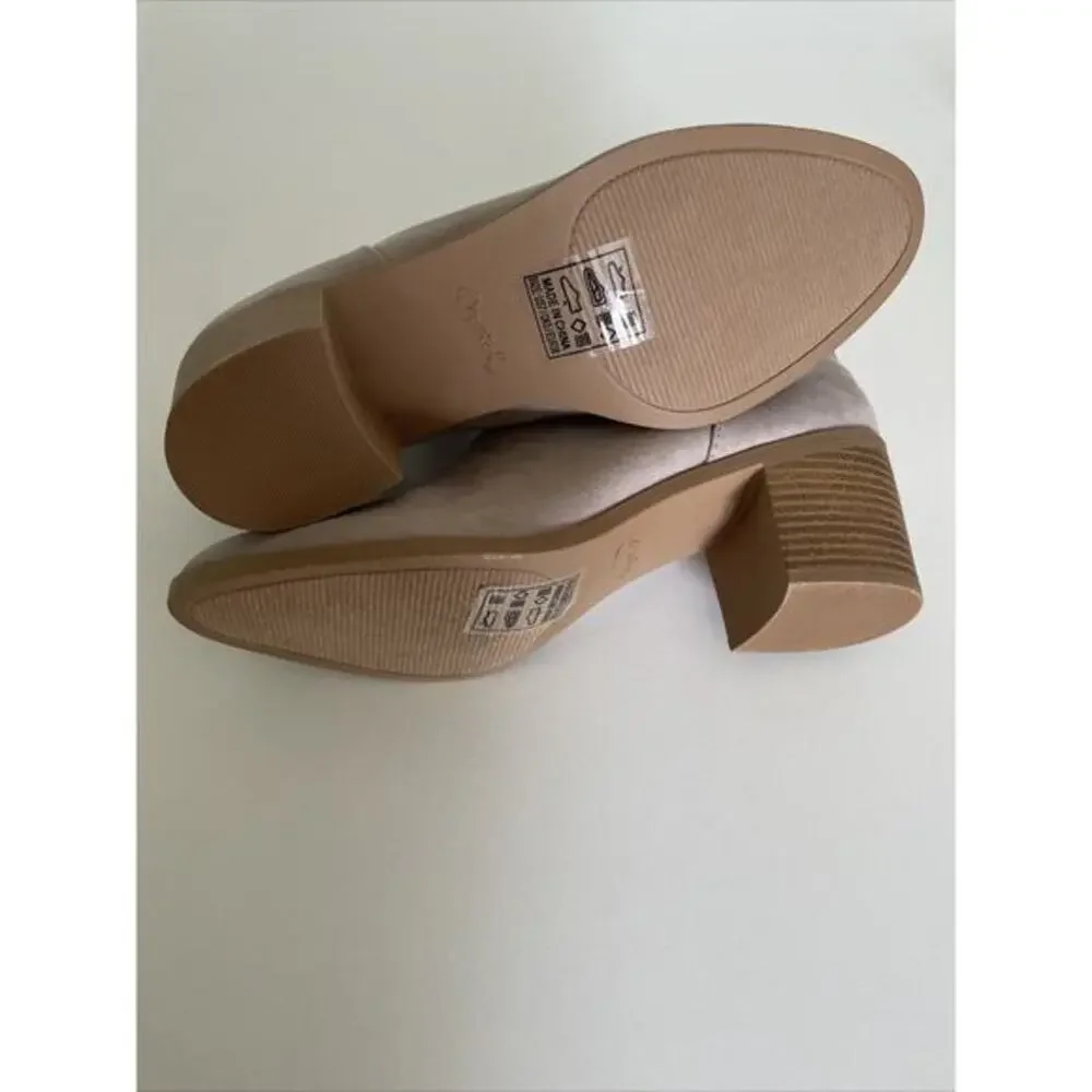 Qupid Booties Boots Taupe Women’s Size 7 Square Block Heel Cowgirl Rodeo Country